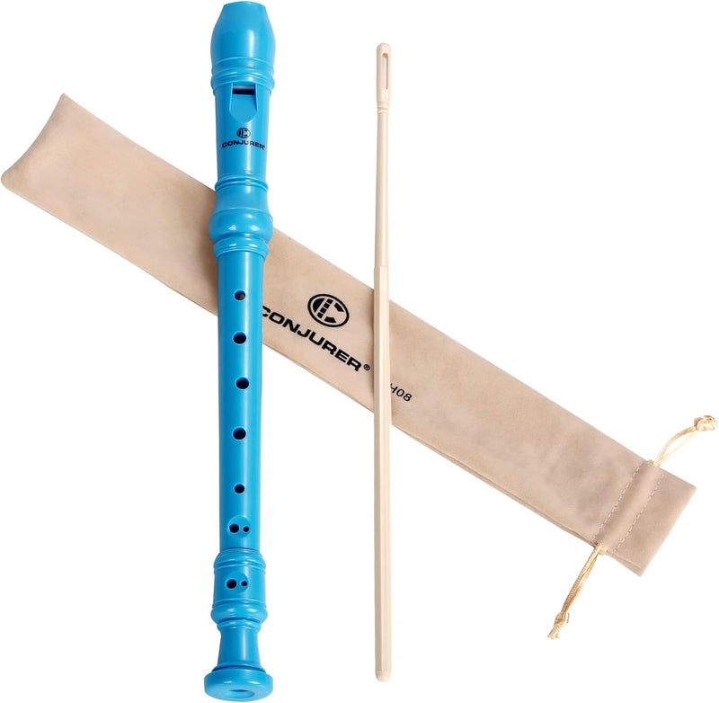 CONJURER Soprano Recorder Instrument for Kids&Student - German Fingering 8 Hole Flute ABS Descant Recorders for Beginners with Cleaning Rod and Bag, Blue - Image 1